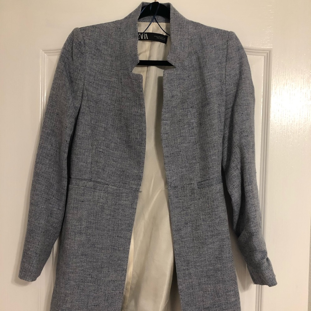 Zara Blue Blazer Coat